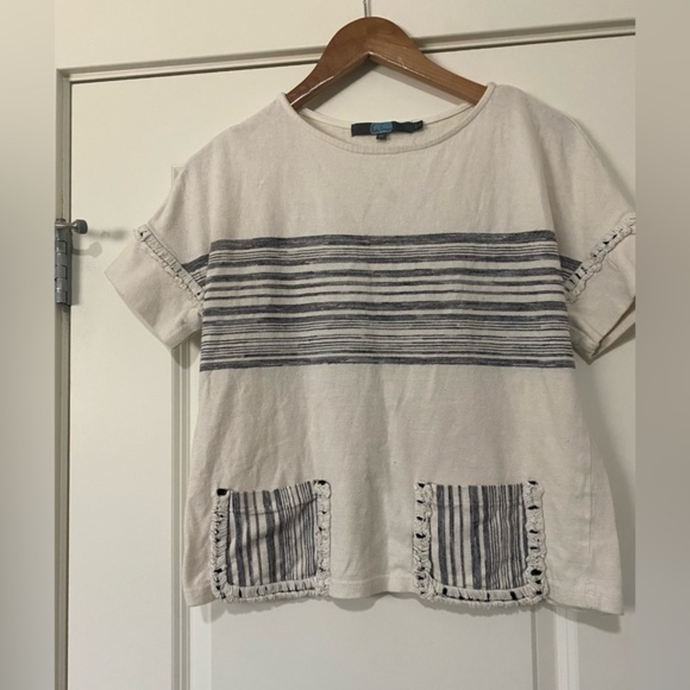 Anthropologie Eva‎ Franco Pocket T-Shirt - B&W Stripe Size XS - Picture 3 of 6